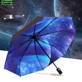 Hviezdna obloha Retro automatické dáždniky Kompaktný slnečný dáždnik pre mužov Skladací cestovný dáždnik pre ženy Dáždnik proti dažďu Čierny dáždnik