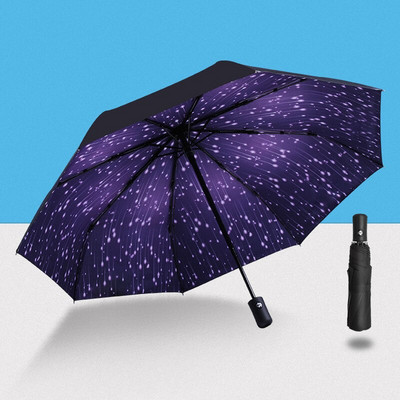 Hviezdna obloha Retro automatické dáždniky Kompaktný slnečný dáždnik pre mužov Skladací cestovný dáždnik pre ženy Dáždnik proti dažďu Čierny dáždnik