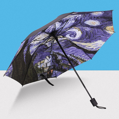 Hviezdna obloha Retro automatické dáždniky Kompaktný slnečný dáždnik pre mužov Skladací cestovný dáždnik pre ženy Dáždnik proti dažďu Čierny dáždnik