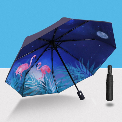 Hviezdna obloha Retro automatické dáždniky Kompaktný slnečný dáždnik pre mužov Skladací cestovný dáždnik pre ženy Dáždnik proti dažďu Čierny dáždnik