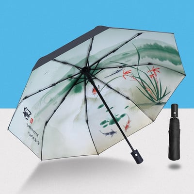 Hviezdna obloha Retro automatické dáždniky Kompaktný slnečný dáždnik pre mužov Skladací cestovný dáždnik pre ženy Dáždnik proti dažďu Čierny dáždnik