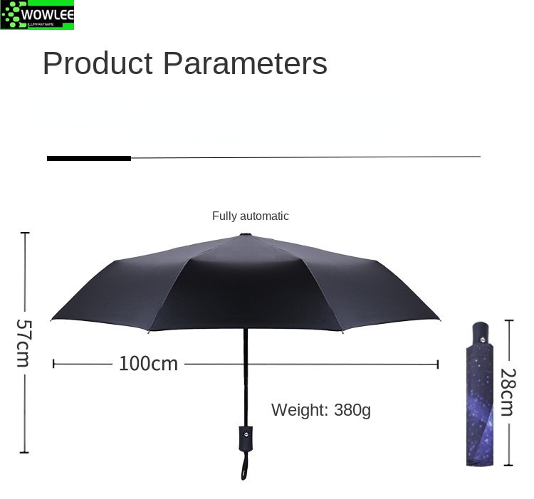 Hviezdna obloha Retro automatické dáždniky Kompaktný slnečný dáždnik pre mužov Skladací cestovný dáždnik pre ženy Dáždnik proti dažďu Čierny dáždnik