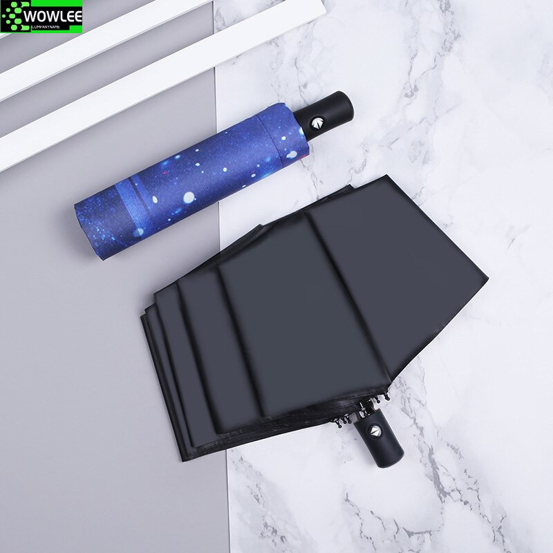 Hviezdna obloha Retro automatické dáždniky Kompaktný slnečný dáždnik pre mužov Skladací cestovný dáždnik pre ženy Dáždnik proti dažďu Čierny dáždnik