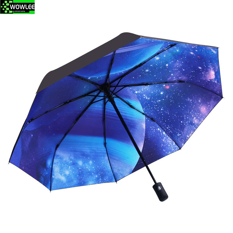 Hviezdna obloha Retro automatické dáždniky Kompaktný slnečný dáždnik pre mužov Skladací cestovný dáždnik pre ženy Dáždnik proti dažďu Čierny dáždnik