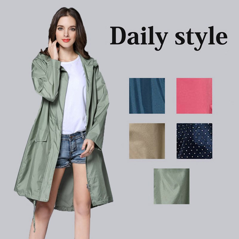 Módny pršiplášť 2018, dámsky pršiplášť, priedušný dámsky dlhý pršiplášť, prenosný vodoodpudivý pršiplášť