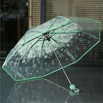 Διαφανείς ομπρέλες για προστασία από τον άνεμο και τη βροχή Clear Sakura 3 Fold Umbrella Clear Field of Vision Οικιακός εξοπλισμός βροχής