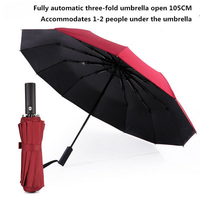 Ветроустойчив двуслоен устойчив чадър Напълно автоматичен дъжд Мъже Жени 10K Здрави луксозни бизнес мъжки големи чадъри Чадър