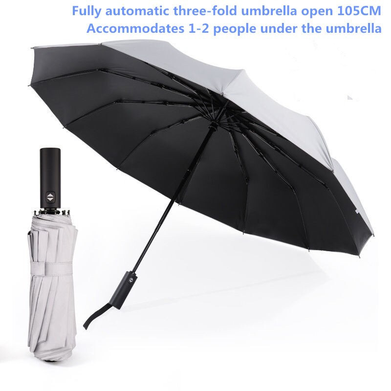 Vetruodolný dvojvrstvový odolný dáždnik, plne automatický dážďový dáždnik pre mužov a ženy, 10K silný luxusný biznis pánsky veľký dáždnik, slnečník