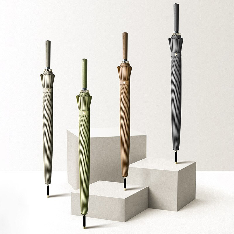 24K vetruodolný dlhý dáždnik do dažďa pre ženy, jednoduché farby, golfový dáždnik pre mužov, kožená rukoväť, veľký dáždnik, paraguas Guarda Chuva