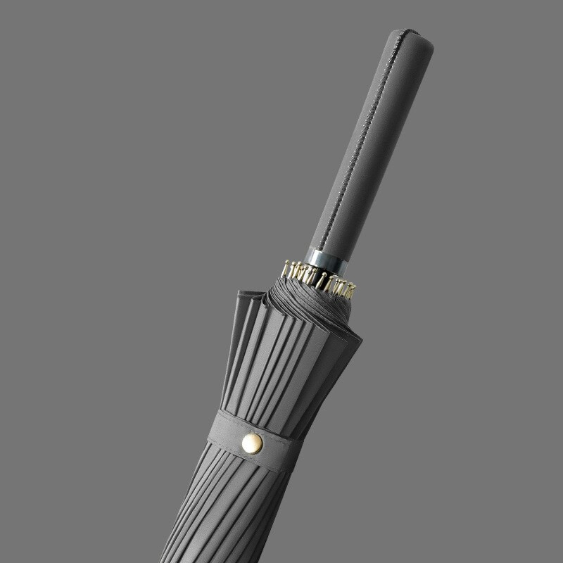 24K vetruodolný dlhý dáždnik do dažďa pre ženy, jednoduché farby, golfový dáždnik pre mužov, kožená rukoväť, veľký dáždnik, paraguas Guarda Chuva