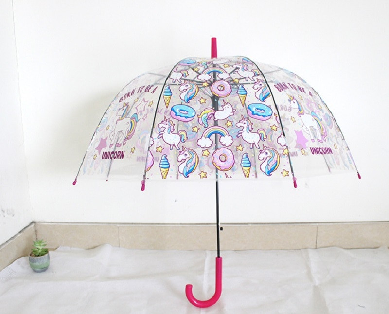 Detský dáždnik s jednorožcom, priehľadný dáždnik s laserovým dáždnikom, roztomilý kreslený dáždnik s alpakou a dievčaťom, Sakura, dropshipping