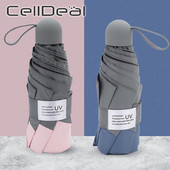 6/8 rebrový mini dáždnik s ochranou proti UV žiareniu, malý skladací dáždnik, vetruodolný, prenosný vreckový dáždnik pre ženy a mužov, detský cestovný dáždnik