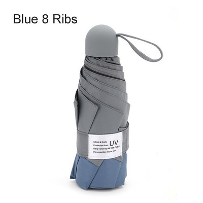 6/8 rebrový mini dáždnik s ochranou proti UV žiareniu, malý skladací dáždnik, vetruodolný, prenosný vreckový dáždnik pre ženy a mužov, detský cestovný dáždnik