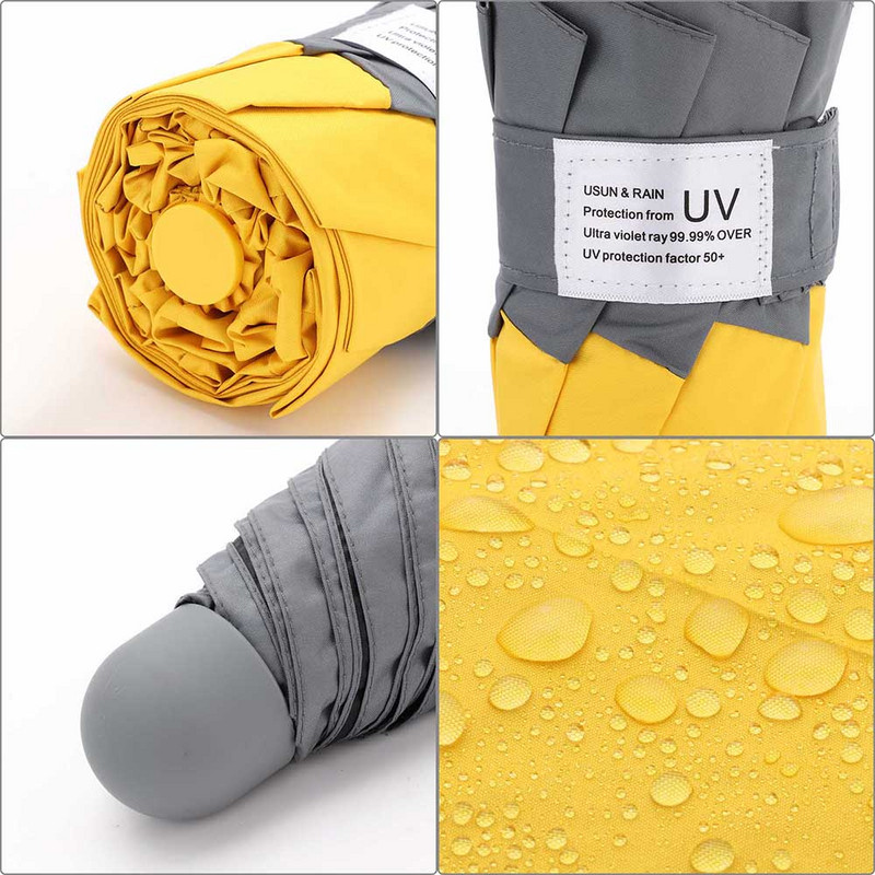 6/8 rebrový mini dáždnik s ochranou proti UV žiareniu, malý skladací dáždnik, vetruodolný, prenosný vreckový dáždnik pre ženy a mužov, detský cestovný dáždnik