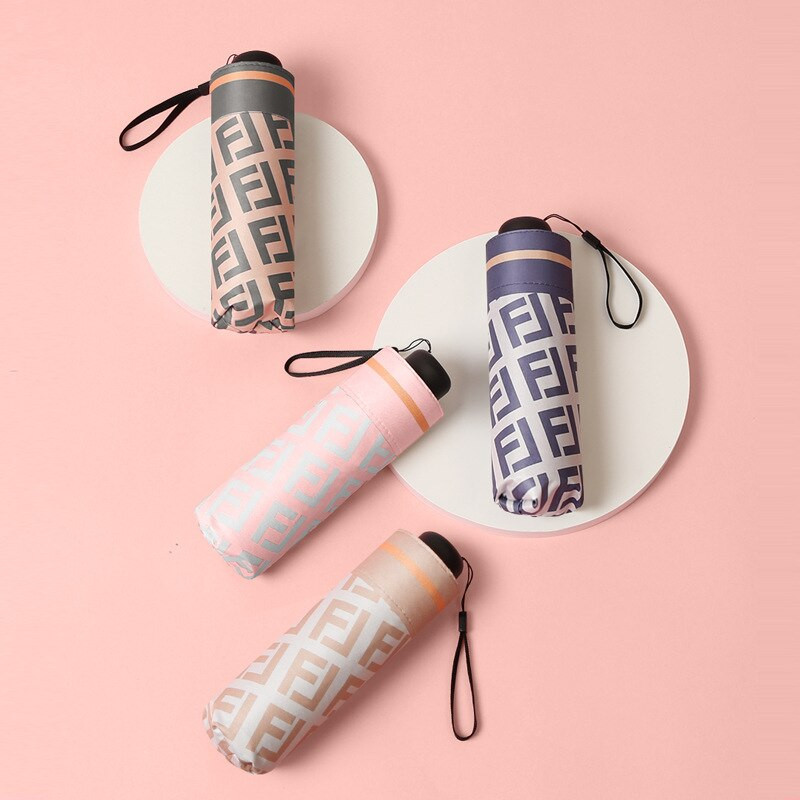 Mini 6-rebrový luxusný dámsky slnečník s UV ochranou, päťnásobný skladací módny slnečník, malý vinyl na slnečný alebo daždivý deň