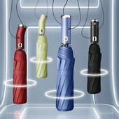 Plne automatický vstavaný reflexný LED svetelný dáždnik, trojnásobný skladací dáždnik, 10 cestovných dáždnikov, vetruodolný dáždnik, osvetlenie dáždnika do dažďa