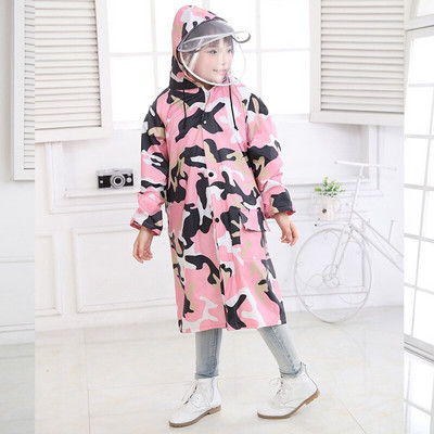 Nylonový maskáčový nepriepustný detský pršiplášť, vonkajší, nepremokavý, vetruodolný, detský pršiplášť, dvojitá čiapka, chlapčenský a dievčenský pončo, pršiplášť