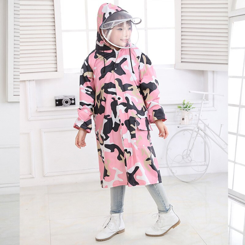 Nylonový maskáčový nepriepustný detský pršiplášť, vonkajší, nepremokavý, vetruodolný, detský pršiplášť, dvojitá čiapka, chlapčenský a dievčenský pončo, pršiplášť