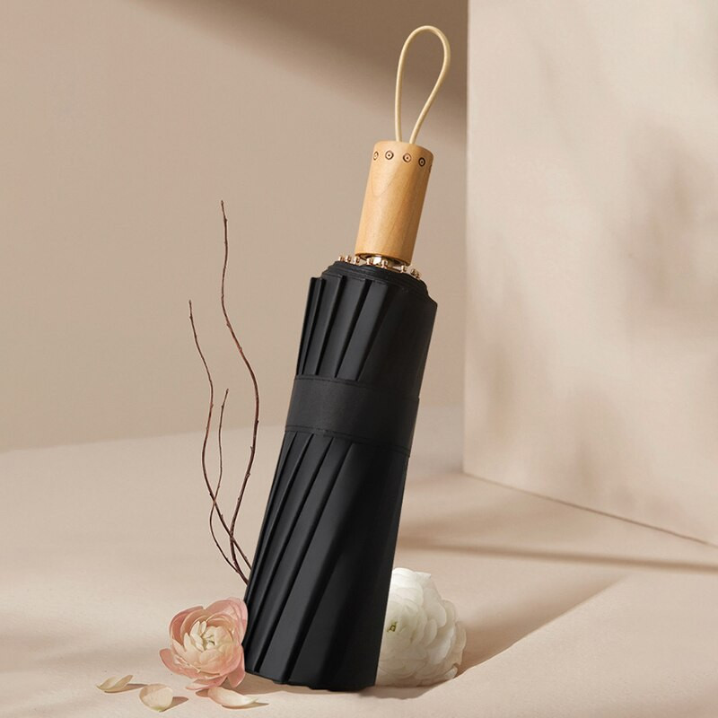 Dámsky slnečník do dažďa v čínskom štýle s UPF50+ opaľovacím krémom, 16 K, vetruodolný, dievčenský slnečník, čierny povlak, plážový, vonkajší