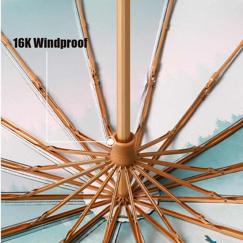 Dámsky slnečník do dažďa v čínskom štýle s UPF50+ opaľovacím krémom, 16 K, vetruodolný, dievčenský slnečník, čierny povlak, plážový, vonkajší