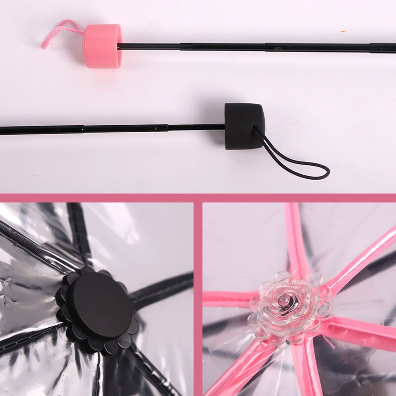 Priehľadný skladací dáždnik malá veľkosť módny priehľadný dáždnik dámsky slnečník čisto manuálny mini dámsky štýl