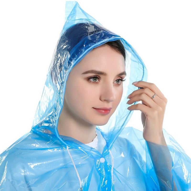 Jednorazový pršiplášť pre dospelých, nepremokavý pršiplášť s kapucňou, pršiplášť, prachotesný, farebný, náhodný, S55