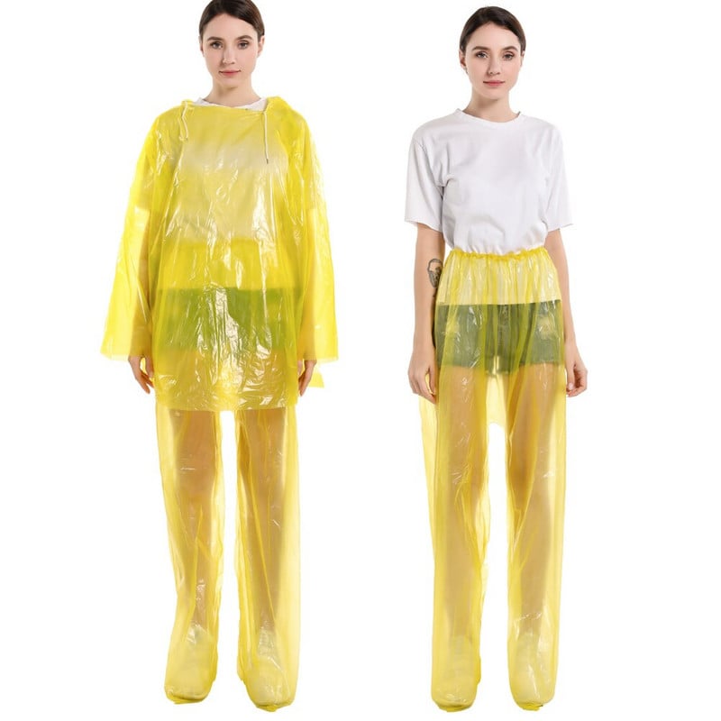 Jednorazový pršiplášť pre dospelých, nepremokavý pršiplášť s kapucňou, pršiplášť, prachotesný, farebný, náhodný, S55