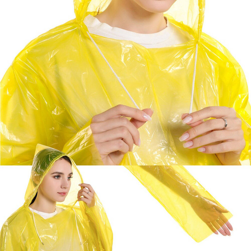 Jednorazový pršiplášť pre dospelých, nepremokavý pršiplášť s kapucňou, pršiplášť, prachotesný, farebný, náhodný, S55