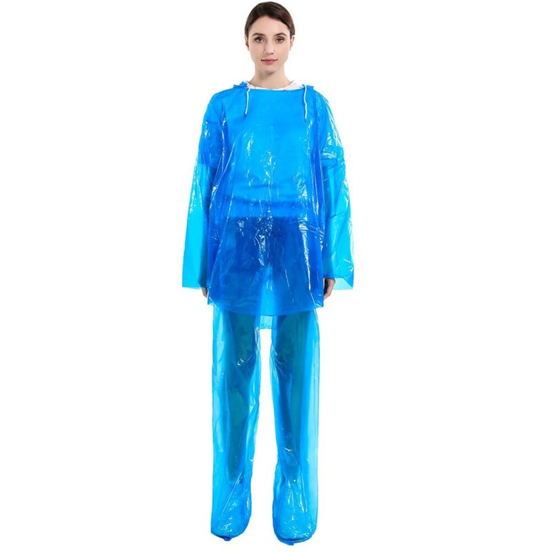 Jednorazový pršiplášť pre dospelých, nepremokavý pršiplášť s kapucňou, pršiplášť, prachotesný, farebný, náhodný, S55