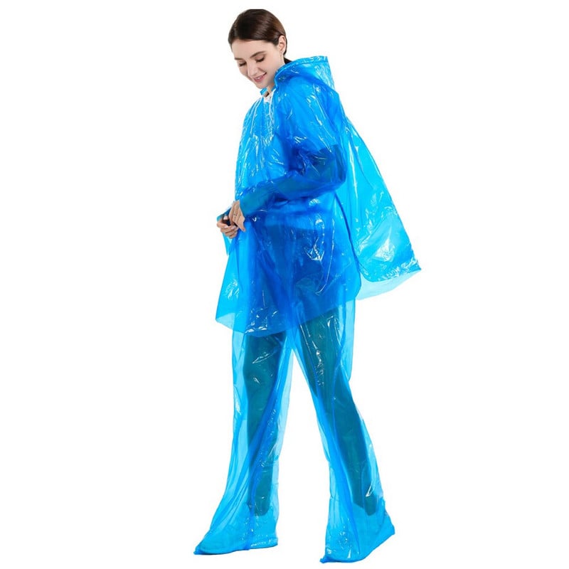 Jednorazový pršiplášť pre dospelých, nepremokavý pršiplášť s kapucňou, pršiplášť, prachotesný, farebný, náhodný, S55