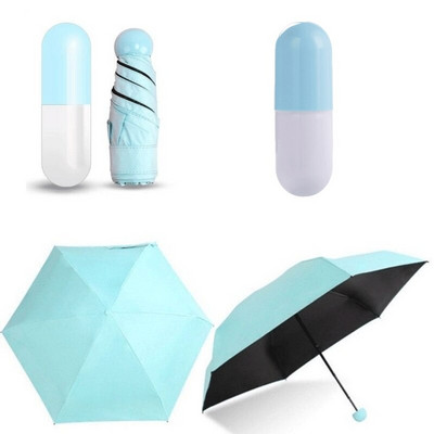 Capsule Umbrelă Mini ușoară Umbrele mici de buzunar Anti-UV Huse compacte pliabile Umbrelă Ploaie Femei