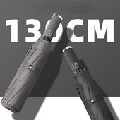 Veľký skladací silný vetruodolný cestovný dáždnik pre rodiny 130 cm, veľký paraguas, 3-násobný dáždnik do dažďa a búrky pre mužov