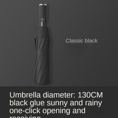 Veľký skladací silný vetruodolný cestovný dáždnik pre rodiny 130 cm, veľký paraguas, 3-násobný dáždnik do dažďa a búrky pre mužov