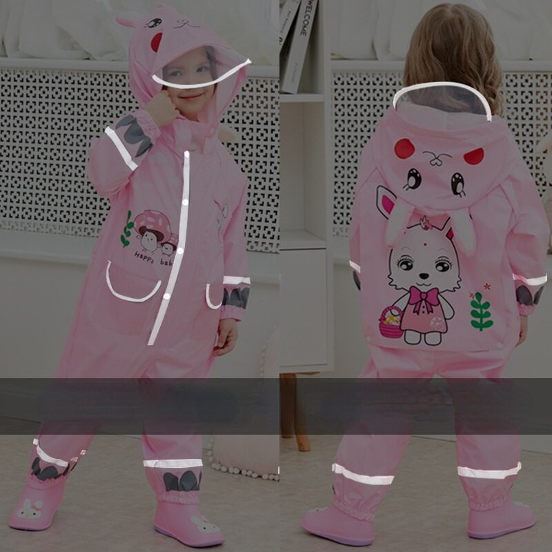 Detský pršiplášť s kapucňou, reflexný oblek s vysokou viditeľnosťou, priedušný pršiplášť, turistická bunda pre chlapcov a dievčatá