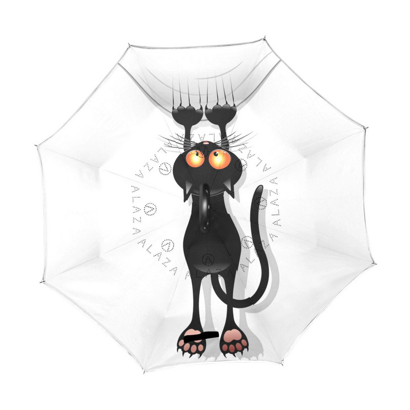 Dáždnik s dlhým uchom, vetruodolný, proti dažďu, pre ženy a mužov, s mačacím motívom, škrabaním do auta, dvojvrstvový, obrátený, samostojaci