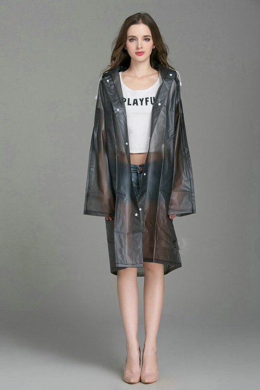 Nová ekologická nepremokavá zelená želé EVA priehľadná vetrovka pre mužov a ženy, pršiplášť s kapucňou, pončo pre voľný čas