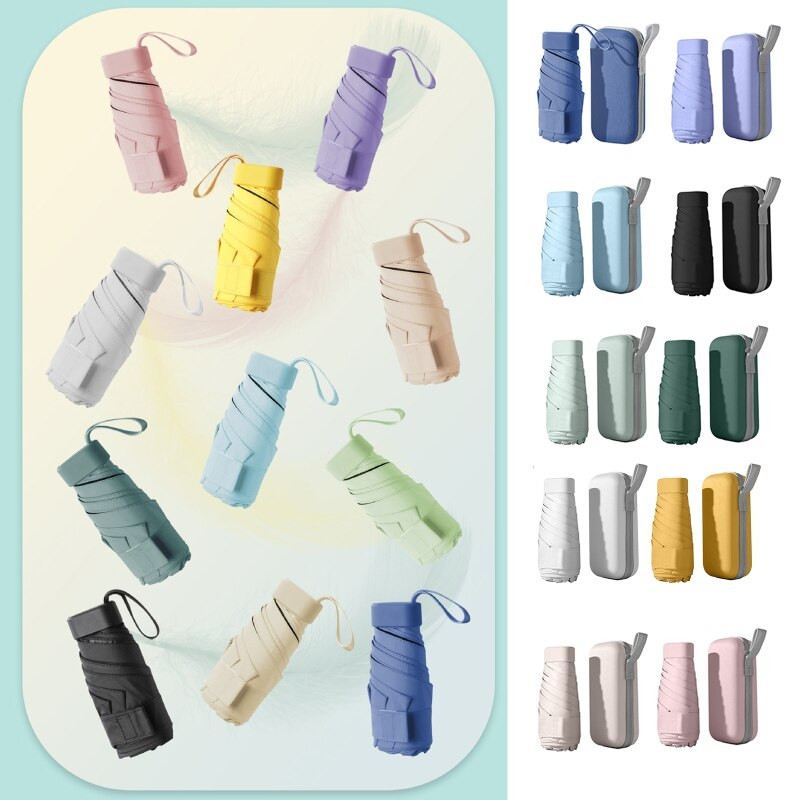 14 cm / 5,51 colio nešiojamas skėtis nuo saulės mini skėtis nuo saulės UV sulankstomas skėtis Apsauga nuo saulės Ultralengvas lietaus skėtis nuo saulės Didmeninė prekyba