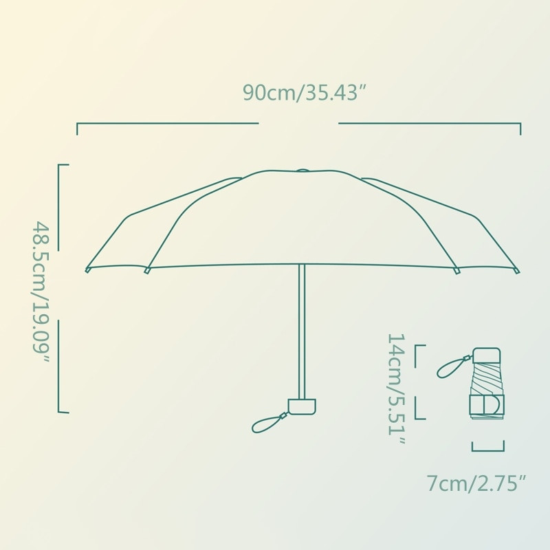 14 cm / 5,51 colio nešiojamas skėtis nuo saulės mini skėtis nuo saulės UV sulankstomas skėtis Apsauga nuo saulės Ultralengvas lietaus skėtis nuo saulės Didmeninė prekyba