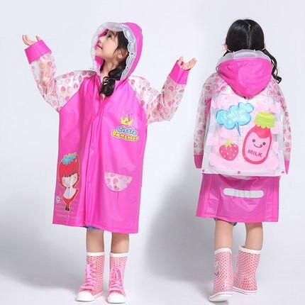 Pelernă de ploaie pentru copii cu design reflectorizant de siguranță, cu geantă de școală, plasați haina de ploaie groasă, gonflabilă, impermeabilă