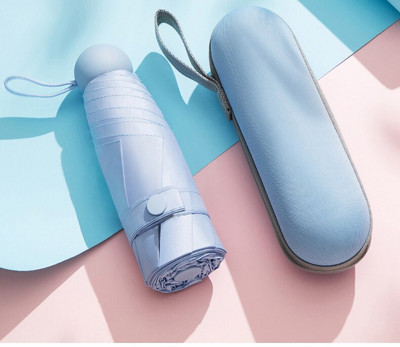 Päťdielny slnečník, ochrana pred slnkom, skladací slnečník s UV žiarením, dámsky slnečník, dáždnik, dvojúčelový, kapsulový, kompaktný, prenosný, vreckový