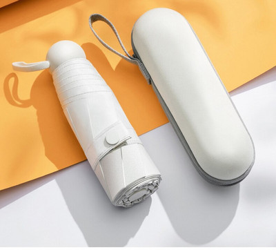 Päťdielny slnečník, ochrana pred slnkom, skladací slnečník s UV žiarením, dámsky slnečník, dáždnik, dvojúčelový, kapsulový, kompaktný, prenosný, vreckový