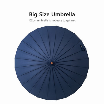 Луксозен 24K дълъг чадър Бизнес мъжки ветроустойчив чадър с дървена дръжка Голям голф чадър Външен висококачествен прав чадър за пътуване