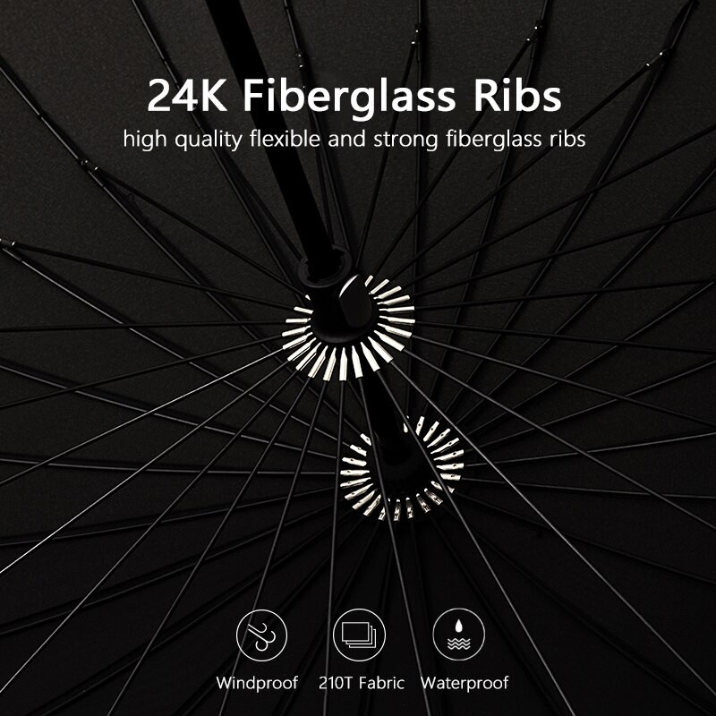 Luxusný 24K dlhý dáždnik pre biznis mužov, vetruodolný, drevený, veľký golfový dáždnik, vonkajší, vysoko kvalitný, cestovný, rovný dáždnik