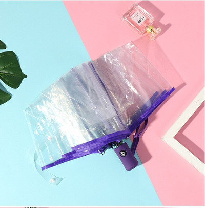 Automatický priehľadný skladací dáždnik Paraguas, dáždnik do dažďa pre ženy a mužov, slnečný dáždnik, automatický dáždnik Paraguas, kompaktný, vetruodolný, priehľadný dáždnik