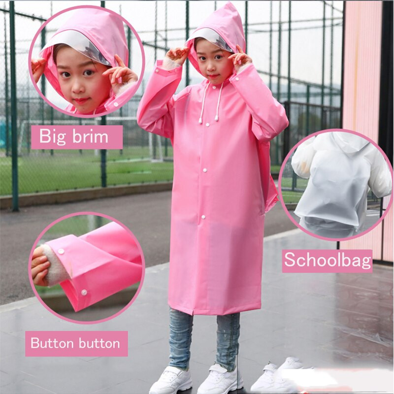 Detský nepremokavý pršiplášť z EVA materiálu pre chlapcov a dievčatá od 3 do 15 rokov, zahusťovací, s taškou, pončo, detský batoh, pršiplášť
