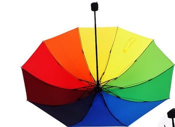 Rainbow Fold Umbrella Γυναικεία και Ανδρική Μη αυτόματη ομπρέλα Δημοφιλές δημιουργικό Τρεις πτυσσόμενες ομπρέλα για ενήλικες για παιδιά