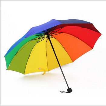 Rainbow Fold чадър жени и мъже неавтоматичен чадър популярен творчески три сгъваеми възрастни деца чадър