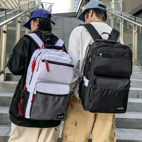 Tekstilni ruksak s logotipom s velikim prednjim džepom za muškarce