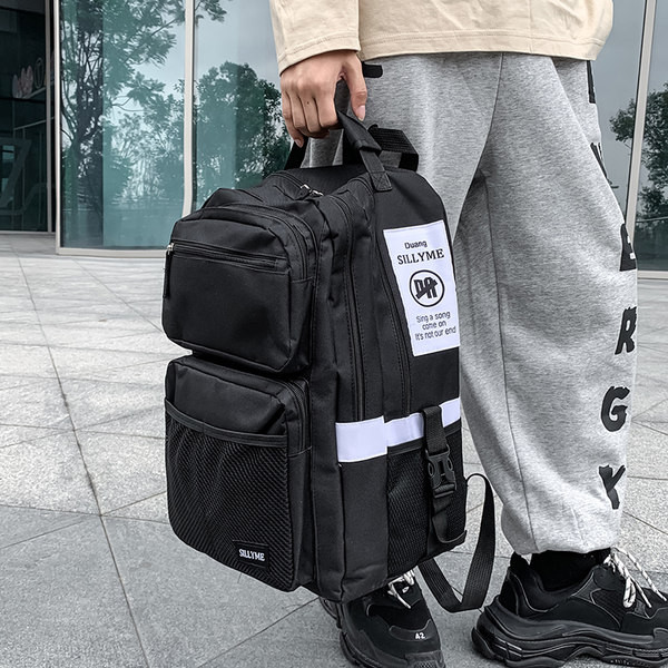 Tekstilni ruksak s logotipom s velikim prednjim džepom za muškarce