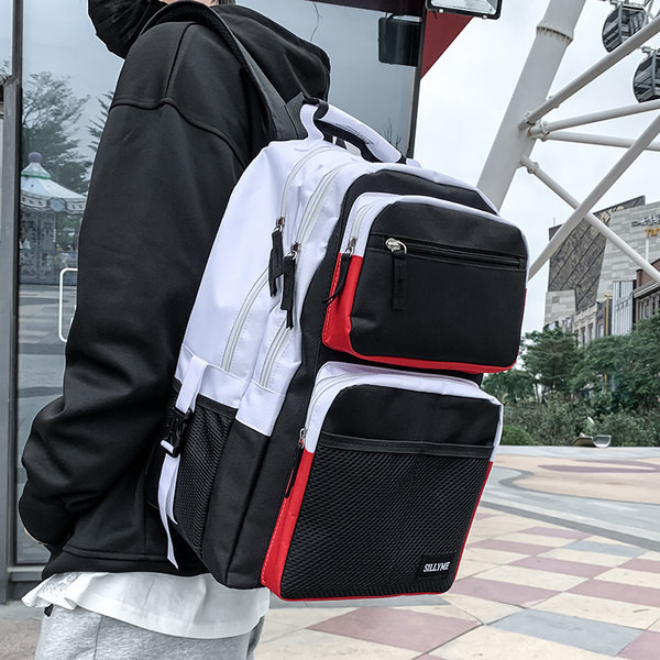 Tekstilni ruksak s logotipom s velikim prednjim džepom za muškarce